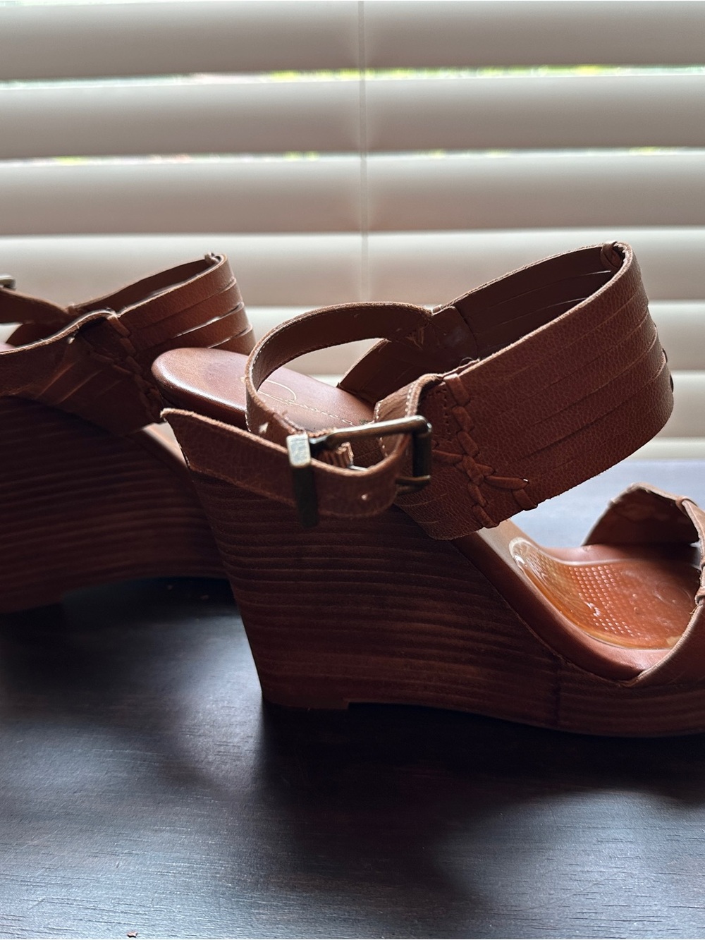 Woven Strap Tan Wedge Sandals - Size 9 Women’s - Picture 6 of 9
